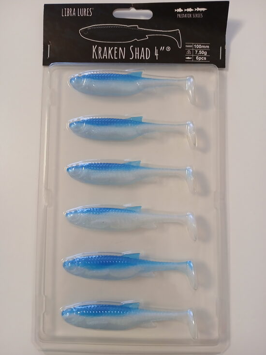 Kraken Shad 4"/100mm, 003-Blue Whitefish, 7,5gr,  6psc/pack